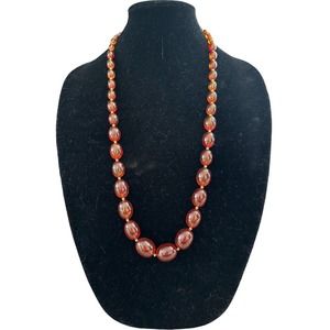 Fabulous Joan Rivers Faux Amber Goldtone Vintage Necklace 32”